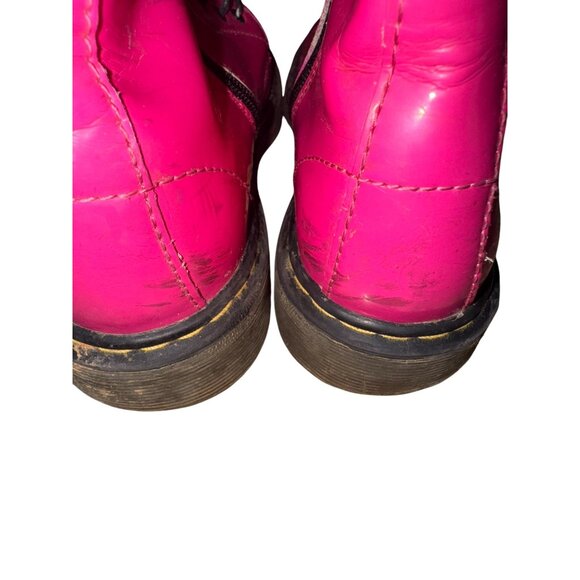 Dr. Martens Delaney Barbie Hot Pink Leather Kids Boots Size 4 With Zipper Laces - Picture 9 of 14